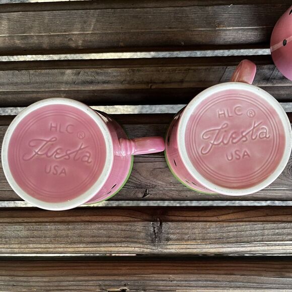 Fiesta Watermelon by Homer Laughlin Set of 4 Mugs 10-oz Round Handle USA Retired - Picture 8 of 14